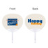 A PVC hand fan in cream with white handle, featuring a logo on one side and text on the other side.