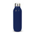 A drink bottle in a navy blue colour with a stainless steel cap and a sleek design. It features a logo.