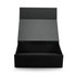 A medium black magnetic lid gift box with a spacious open interior and compartmental sections.