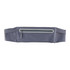 A grey sports running belt bag with a zippered pocket and an adjustable strap, featuring a logo.