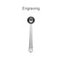 A stainless steel coffee measuring spoon with a clip, featuring a branded logo.