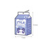 A custom-shaped index card resembling a blueberry milk carton, featuring a cute panda design in purple and white.