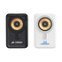 A black and a white 10000mAh magnetic wireless power bank with circular charging indicators and logos.