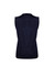 A navy women's vest with a sleeveless design and ribbed detail at the hem, featuring a branding logo.