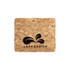 A cork card holder featuring multiple slots and a logo, showcasing a natural cork texture.