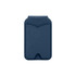 A navy blue PU magnetic card holder with a smooth finish and a top slot for a mirror. Features a logo.