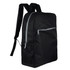 A black urban sports backpack with a front zip pocket and side mesh pocket. It features adjustable straps.