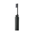 A foldable toothbrush in black with a compact design and protective cover for the bristles.