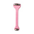 A pink double-headed ice massager roller with silver accents, featuring a textured grip.