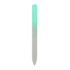 A gradient glass nail file featuring a smooth transition from mint green to clear. It has a sleek, pointed design.