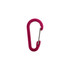 A pink D Type aluminium alloy carabiner hook with a metal hinge. The product features a shiny finish and a logo.