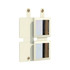 A square folding pocket mirror in cream, featuring two reflective surfaces and a logo.