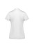 A white short sleeve polo shirt with a collar, featuring a logo on the back.