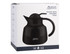 A teapot with strainer in black, holding 750ml, featuring a stylish design and a logo.