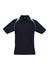 A men's polo shirt in navy blue with light blue accents and a logo on the chest.