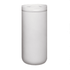 A drink bottle in white, featuring a sleek design with a lid and a logo.
