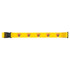 A full-colour luggage strap in bright yellow featuring a repeating design and a plastic buckle.