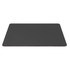 A black mouse mat with a smooth surface, featuring a subtle edge design and a branding logo.