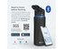 A drink bottle in black with a lid and a blue LED light, accompanied by a smartphone displaying hydration data.