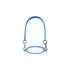 A drink bottle carry strap in blue silicone, featuring two metal clips for attachment.