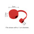 A round red silicone straw cover with two openings, designed to fit straws with a 1 cm diameter.
