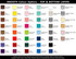 A colour chart displaying various options for the Designa Symphony A5 Notebook, featuring smooth and metallic shades.