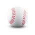 A high bounce baseball in white with red stitching, featuring a logo.