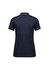 A navy women's short sleeve polo shirt featuring a contrasting collar and an unseen logo on the back.