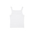 A white collegiate tank top with a simple design, featuring shoulder straps and a smooth finish.