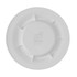 A white pet bowl featuring a logo, with a round design and raised sections around the edge.