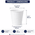 A white single walled paper cup with dimensions, featuring a logo. Suitable for drinks, with a top diameter of 7.5 cm.