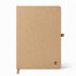 A beige A5 smart notebook with a textured cover and a logo on the bottom right corner.