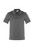 A dark grey short sleeve polo shirt featuring a collar and a logo. Suitable for casual or semi-formal occasions.