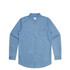 A blue denim shirt featuring a buttoned front and a single chest pocket. The shirt has long sleeves and a classic collar.