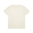 A plain cream T-shirt with a round neck and short sleeves, featuring a small logo on the label.
