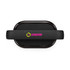 A black Bluetooth speaker with a curved design and a prominent logo.