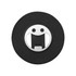 A black magnetic phone stand with a silver bottle opener, featuring a rounded design and a smiling face.