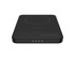 A black slim magnetic power bank featuring a circular charging area and three indicator lights. It has a logo.