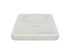 A slim, light grey magnetic power bank with a circular charging area and indicator lights, featuring a logo.