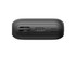A black power bank with a USB port, a USB-C port, and an integrated cable on one side.