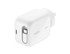 A white 45W retractable GaN wall charger featuring a compact design and a logo.