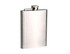 A stainless steel hip flask with a screw cap, featuring a sleek, polished finish. Contains 8oz/236ml.