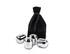 A set of four stainless steel wine pearls in a black velvet pouch.