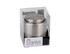 A drink bottle wine stopper in a silver finish, housed in a clear packaging with logo branding.
