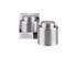 A drink bottle champagne stopper in stainless steel, presented in a clear box, with an accompanying logo.
