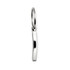 A silver keytag with a sleek, polished design, featuring a keyring for attachment.