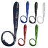 A selection of 1.1M dog leashes in navy, blue, black, red, white, and green, featuring various logos.