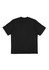 A black box tee featuring short sleeves and a plain back design. It has a logo at the label.