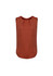 A sleeveless blouse in a rich rust colour featuring pleat detail along the neckline. It has a smooth, flowing cut.