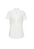 A white short sleeve blouse featuring a v-neck design and a classic fit. Includes a logo on the label.